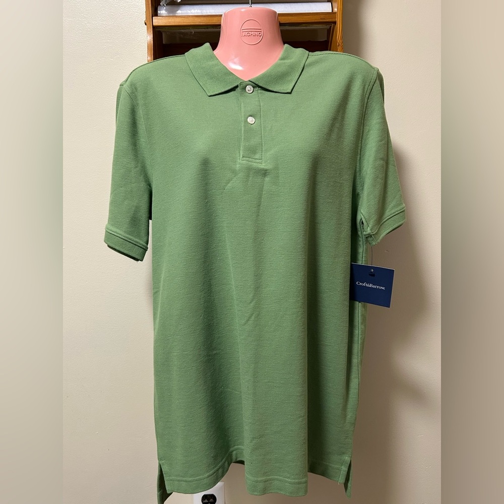 Croft & Barrow Men’s Jade Green Slim Fit Shirt Sleeve Polo Shirt MD NWT